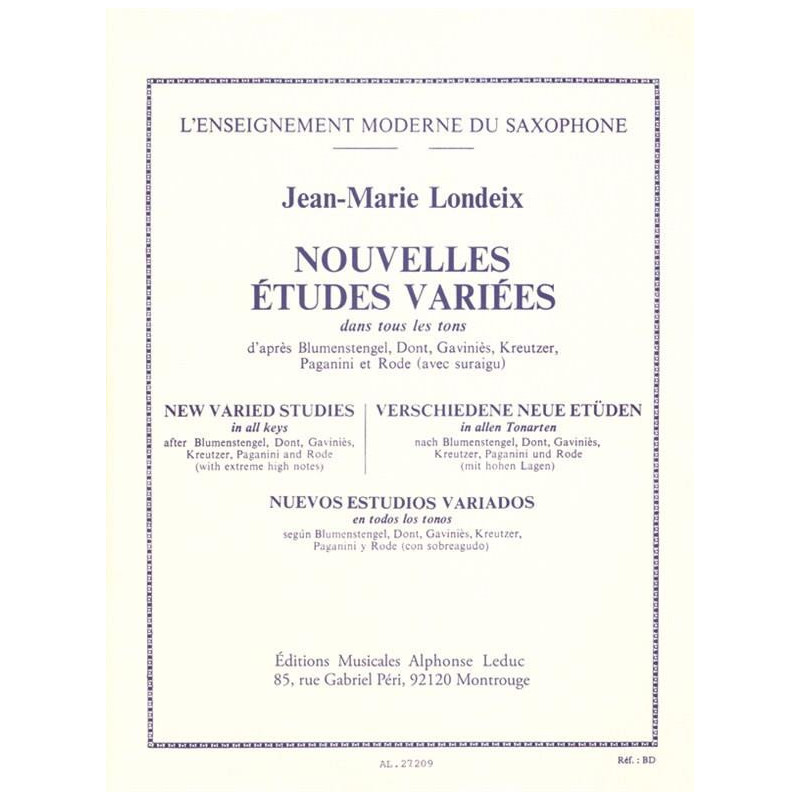 Nouvelles Études Variées dans tous les Tons - Saxophone - Jean-Marie Londeix