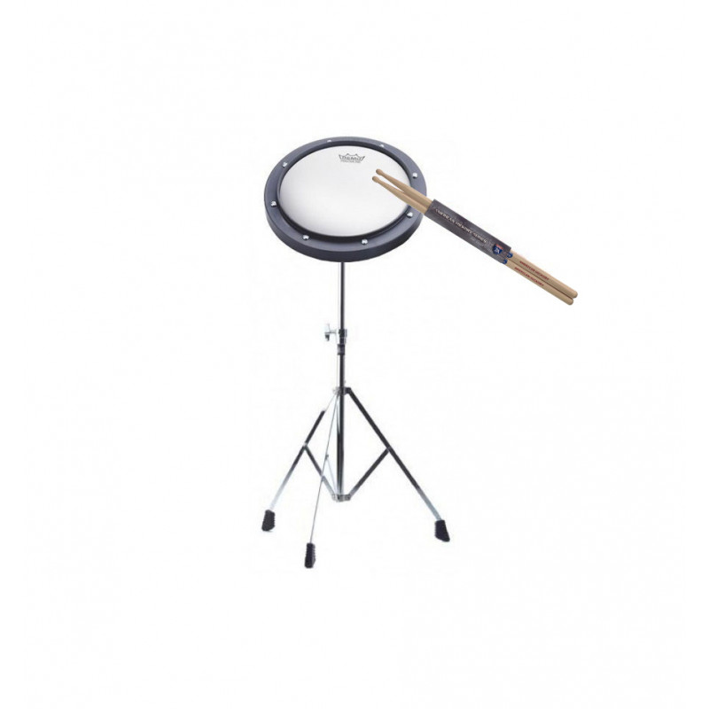 Pack Pad d'entrainement Remo 8'' + Stand Stagg LPPS-25R + Baguettes Vic Firth 5A