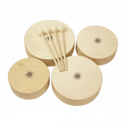 Rohema set de 4 toms en bois avec 4 baguettes- éveil musical