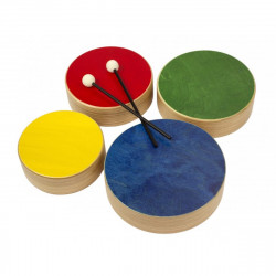 Rohema set de 4 toms de couleur en bois avec 2 baguettes- éveil musical