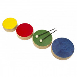 Rohema set de 4 toms de couleur en bois avec 2 baguettes- éveil musical