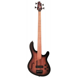 Cort B4FL Piezo - Basse électrique fretless série Artisan B - Black burst pores ouverts