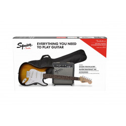 Squier - Pack Squier Stratocaster brun sunburst - Pack guitare électrique + ampli