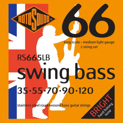 Rotosound RS665LB Swing Bass - Jeu de 5 cordes guitare basse - Long scale medium light 35-120