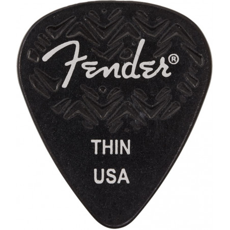 Fender - Médiators Black 351 Shape Thin - Pack de 6 médiators