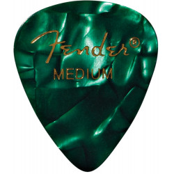 Fender - Médiators Green Moto 351 Shape Medium - pack de 12 médiators guitare