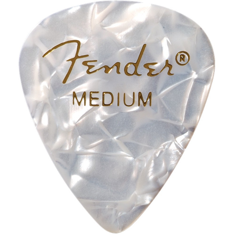 Fender - Médiators White Moto 351 Shape Medium - pack de 12 médiators guitare