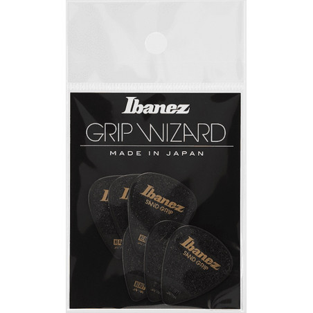 Ibanez PPA14HSGBK - 6 médiators Grip Wizard série Sand Grip noir - heavy - 1.0mm