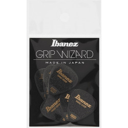 Ibanez PPA14MSGBK - 6 médiators Grip Wizard série Sand Grip noir - medium - 0,8mm