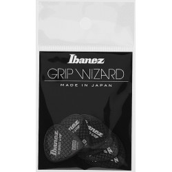 Ibanez PPA16MRGBK - 6 médiators Grip Wizard série Rubber Grip noir - medium - 0,8mm