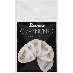 Ibanez PPA16MRGWH - 6 médiators Grip Wizard série Rubber Grip blanc - medium - 0,8mm