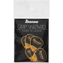 Ibanez PPA16MSGYE - 6 médiators Grip Wizard série Sand Grip jaune - medium - 0,8mm