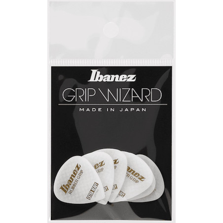 Ibanez PPA16XRGWH - Pack de 6 médiators Grip Wizard série Rubber Grip blanc - extra heavy - 1,2mm