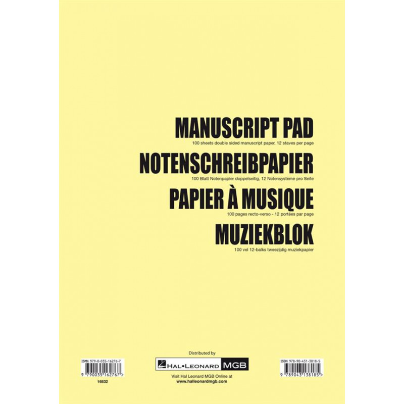 Papier à musique De Haske - 100 pages