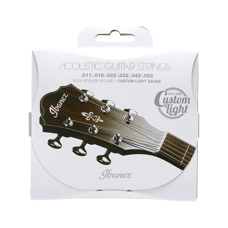 Ibanez IACS62C - Jeu de cordes pour guitare acoustique - Bronze 80/20 Coated - Custom light 11-52