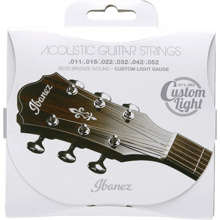 Ibanez IACS62C - Jeu de cordes pour guitare acoustique - Bronze 80/20 Coated - Custom light 11-52