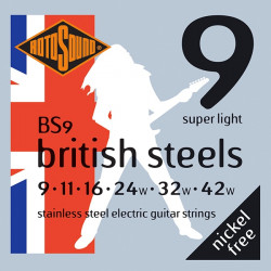 Rotosound BS9 British steels - Jeu de cordes guitare électrique - 9-42