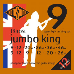 Rotosound JK30SL Jumbo king - Jeu de 12 cordes phosphore bronze guitare acoustique - Super Light