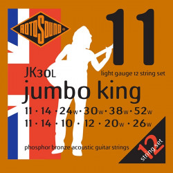 Rotosound JK30L Jumbo king - Jeu de 12 cordes phosphore bronze guitare acoustique - Light