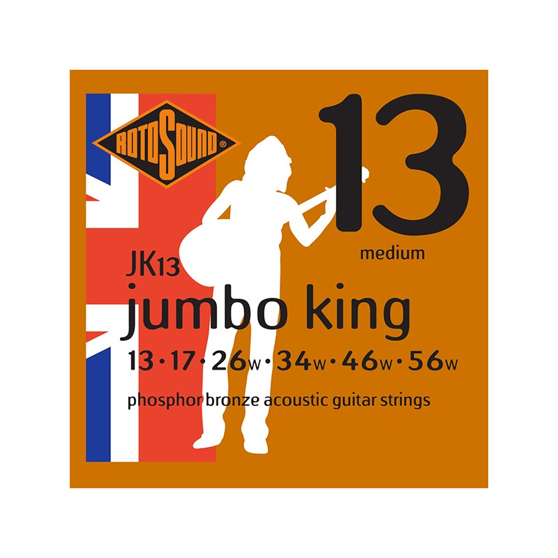 Rotosound JK13 Jumbo king - Jeu de cordes phosphore bronze guitare acoustique - 13-56