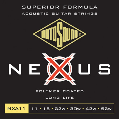 Rotosound NXA11 - Jeu de cordes Nexus Coated Phosphor Bronze guitare acoustique - 11-52