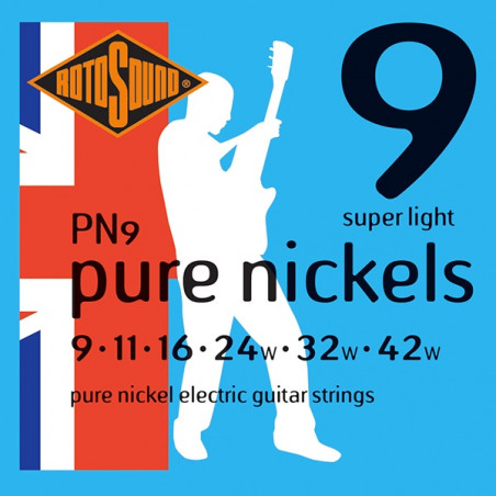 Rotosound PN9 Pure Nickels - Jeu de cordes guitare électrique - 9-42