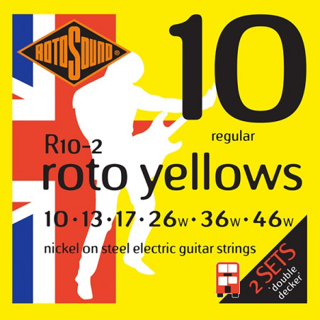 Rotosound R10-2 Roto Yellows Double Decker - Jeu de cordes guitare électrique - 10-46