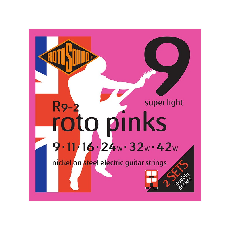 Rotosound R9-2 Roto Pinks Double Decker - Jeu de cordes guitare électrique - 9-42