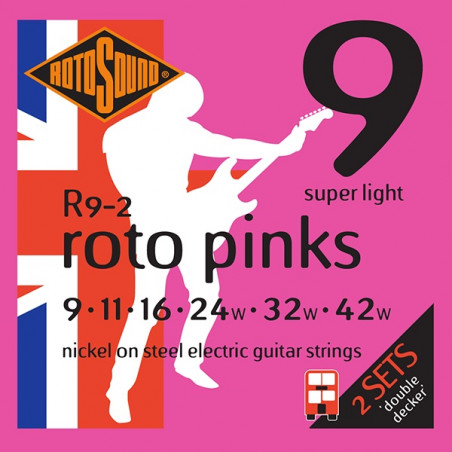 Rotosound R9-2 Roto Pinks Double Decker - Jeu de cordes guitare électrique - 9-42