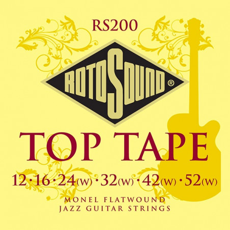 Rotosound RS200 Monel Flatwound Jazz - Jeu de cordes guitare électrique - 12-52