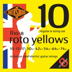 Rotosound R10-8 Roto Yellows - Jeu de 8 cordes guitare électrique - 10-74
