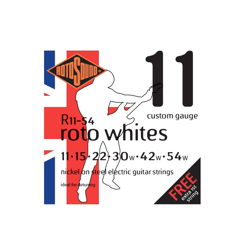 Rotosound R11-54 Roto Whites - Jeu de cordes guitare électrique - 11-54