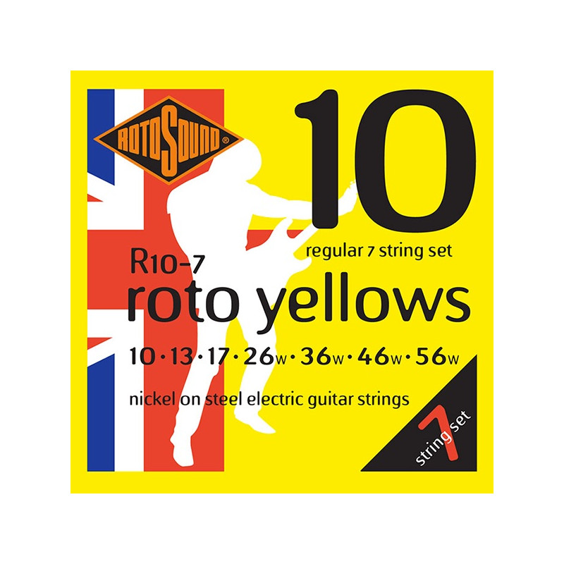 Rotosound R10-7 Roto Yellows - Jeu de 7 cordes guitare électrique - 10-56