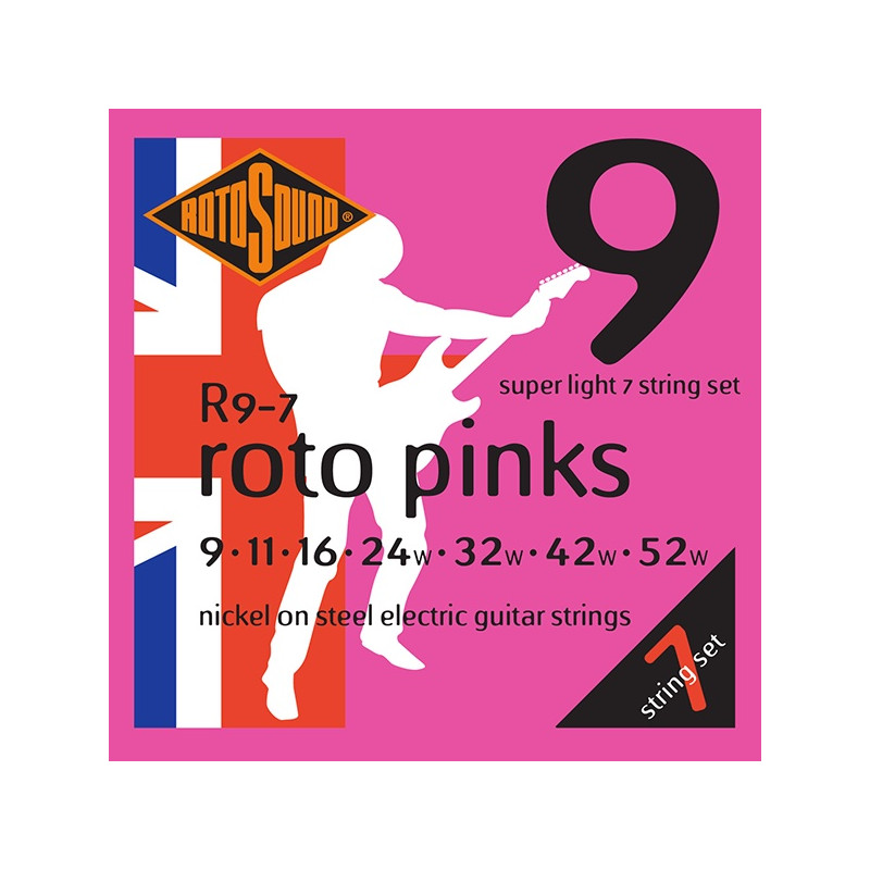 Rotosound R9-7 Roto Pinks - Jeu de 7 cordes guitare électrique - 9-52