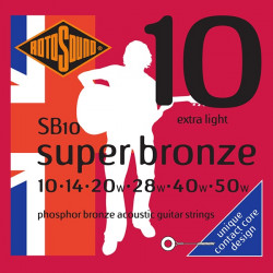 Rotosound SB10 Super Bronze - Jeu de cordes phosphore bronze guitare acoustique - 10-50