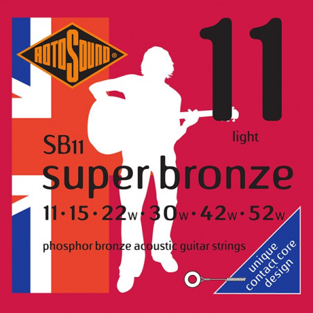 Rotosound SB11 Super Bronze - Jeu de cordes phosphore bronze guitare acoustique - 11-52
