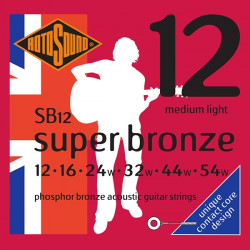 Rotosound SB12 Super Bronze - Jeu de cordes phosphore bronze guitare acoustique - 12-54