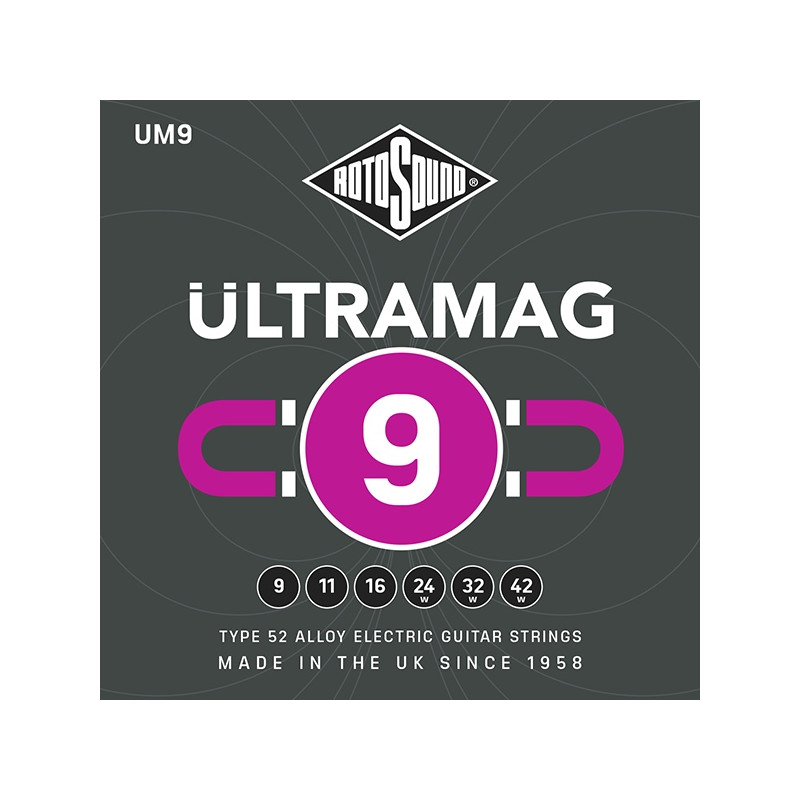 Rotosound UM9 Ultramag - Jeu de cordes guitare électrique - 9-42
