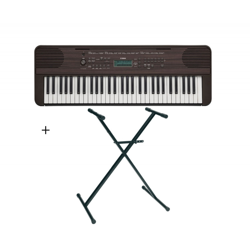 Pack Yamaha PSR-E360 - Clavier arrangeur 61 notes Noyer Foncé + stand en X Pack Yamaha PSR-E360 - Clavier arrangeur 61 notes Noyer Foncé + stand en X
