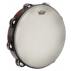 Remo TA-3010-81 - Tambourin Valencia Gospel 10" pré-accordé avec 2 rangées de cymbalettes