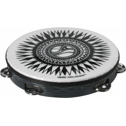 Remo TA-9110-88-AB03 - Tambourin pré-accordé Artbeat de 10" avec peau Skyndeep, antique black, new sun