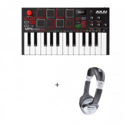 Pack Akai MPK Mini Play - Mini clavier Pads USB 25 notes + casque