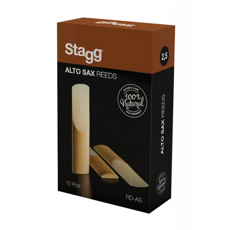 Stagg RD-AS 2,5 - Boîte de 10 anches pour saxophone alto, épaisseur 2,5 mm