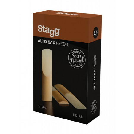 Stagg RD-AS 2,5 - Boîte de 10 anches pour saxophone alto, épaisseur 2,5 mm