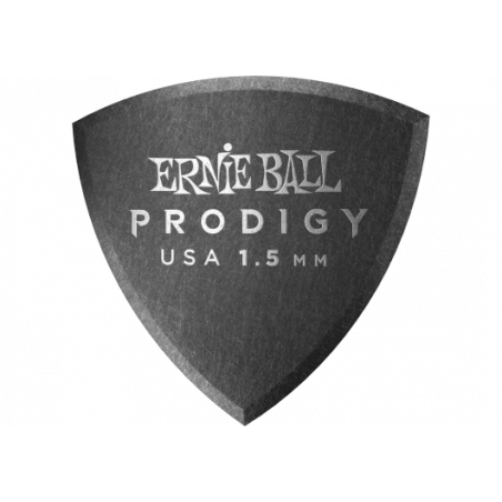 Ernie Ball 9331 - Médiators prodigy sachet de 6 noir bouclier 1,5mm