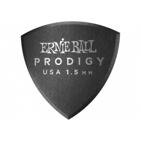 Ernie Ball 9332 - Médiators prodigy sachet de 6 noir bouclier large 1,5mm