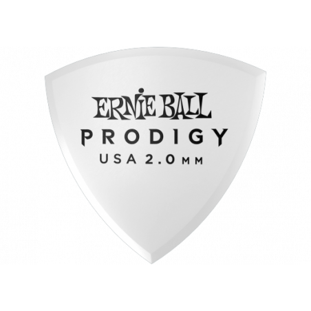 Ernie Ball 9337 - Médiators prodigy sachet de 6 blanc bouclier 2mm