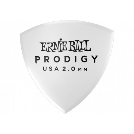 Ernie Ball 9338 - Médiators prodigy sachet de 6 blanc bouclier large 2mm