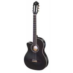 Ortega RCE145L - Guitare électro-classique gaucher - Noir brillant (+housse)