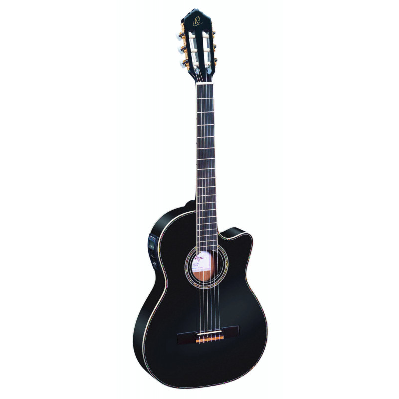 Ortega RCE145 - Guitare électro-classique - Noir brillant (+housse)